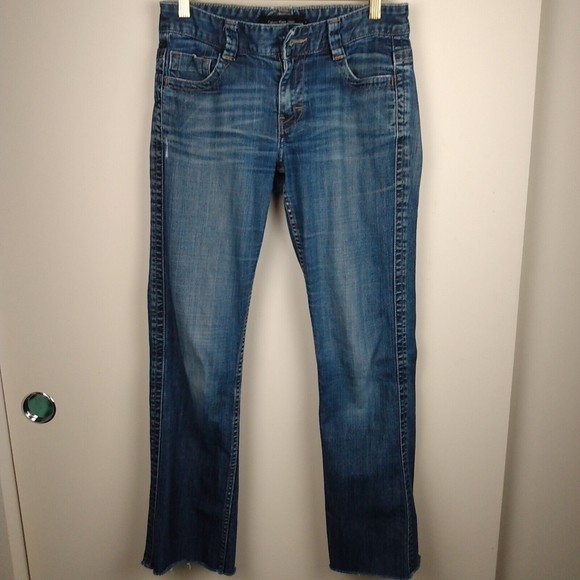 Calvin Klein Jeans Womens 6 Lean Bootcut Denim Flap Pockets Distressed Raw Hem - Picture 2 of 14